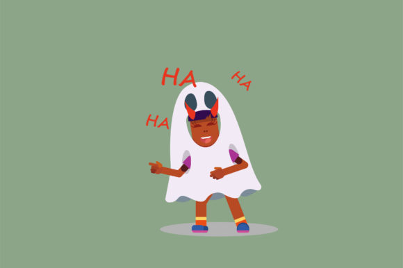 A Girl with a Ghost Costume