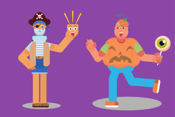 A Pumpkin Boy and a Pirate - Halloween