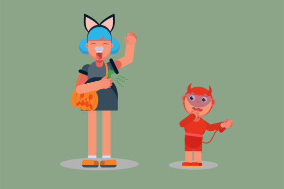 Character of Kids with Halloween Costume