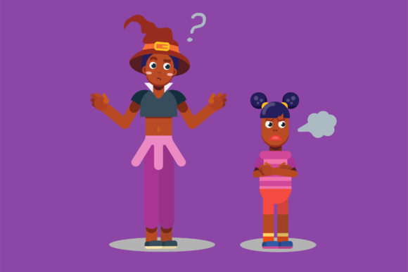 Characters of a Witch and a Little Girl