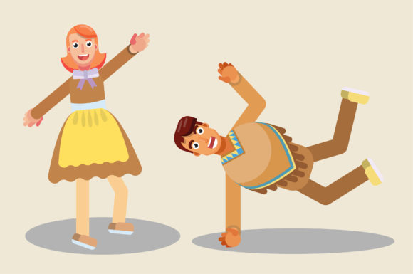 Characters of Thanksgiving Dancing