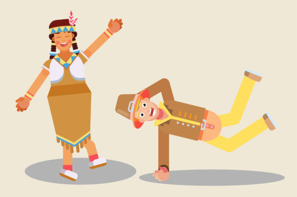 Cheerful Characters Dancing