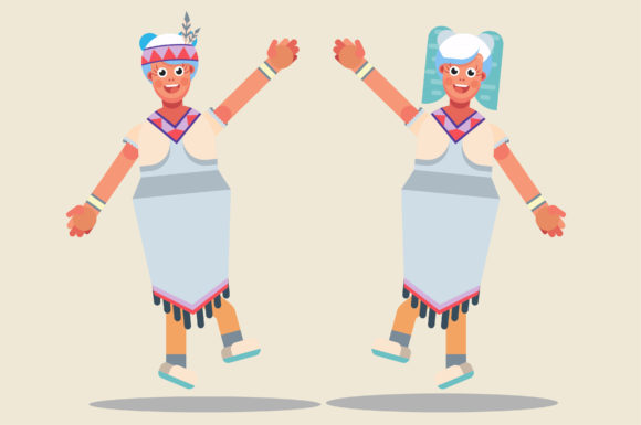 Thanksgiving Characters - Cheerful Twins