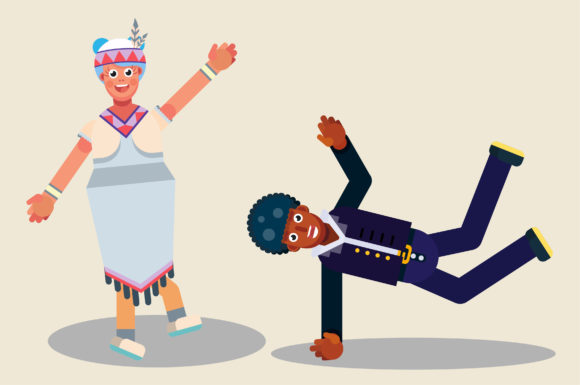 Thanksgiving Characters - Joyful Dancing